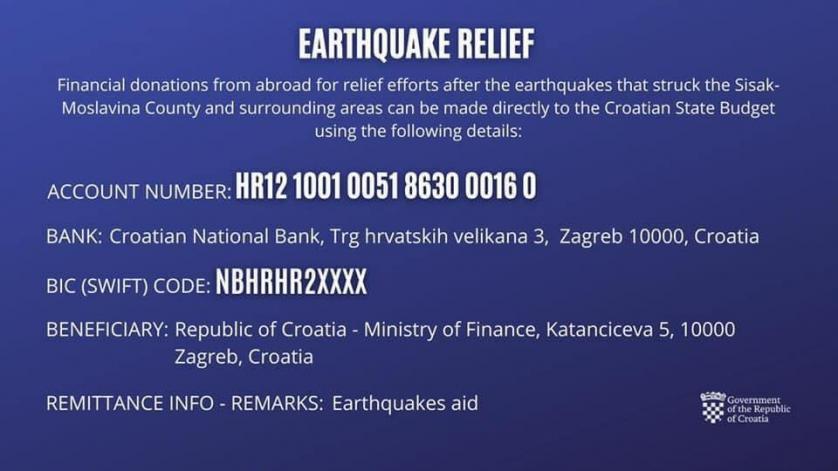 donations for "Earthquake relief"